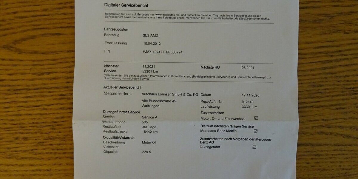 Mercedes-Benz SLS AMG Designo Carbon Bang&Olufsen Voll NP222tsd 36.000 km 149.000 &euro; Schorndorf 73614