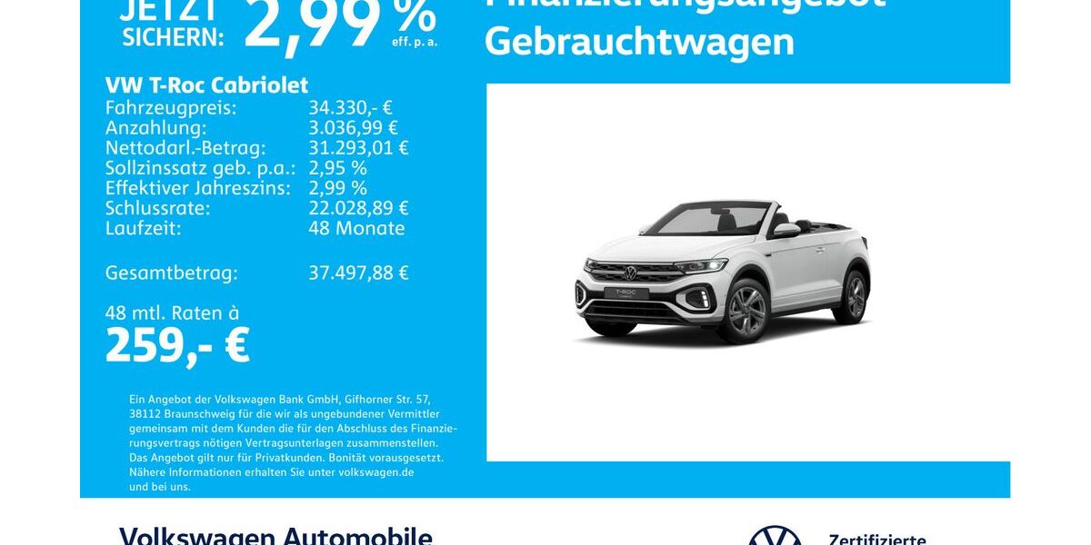 VW T-Roc 6.836 km 34.330 &euro; Stuttgart-Feuerbach 70469