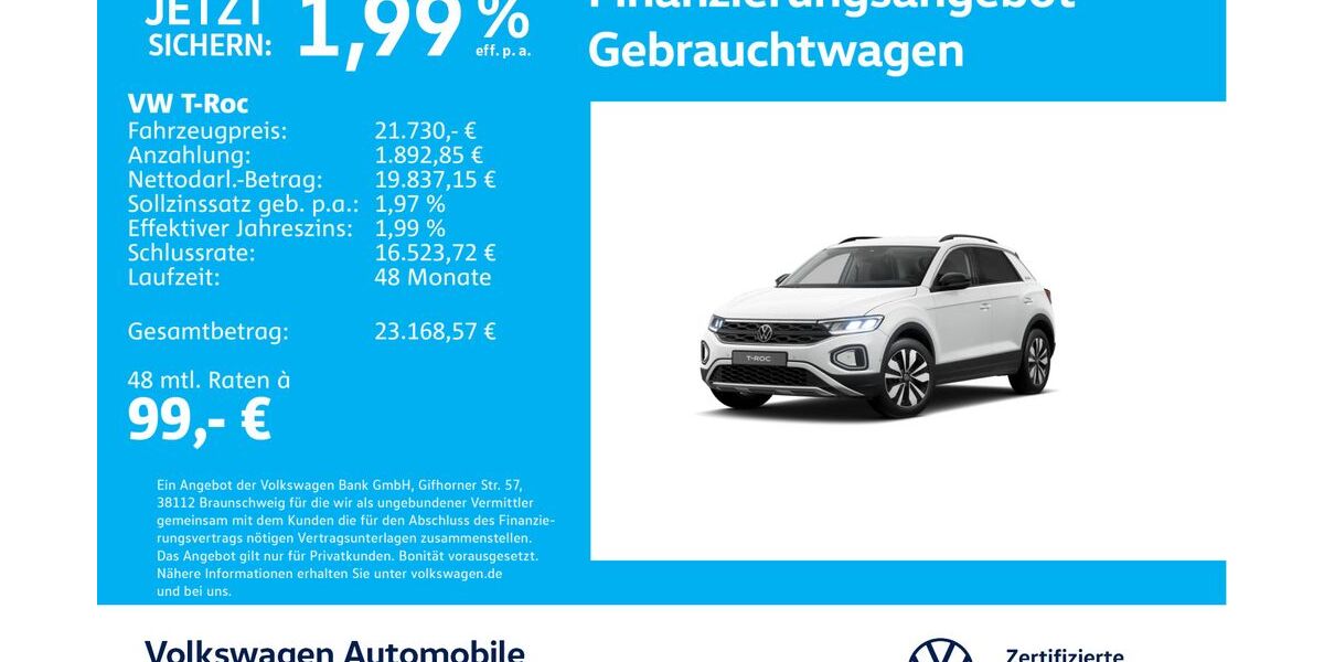 VW T-Roc 22.597 km 21.730 &euro; Stuttgart-Wangen 70188