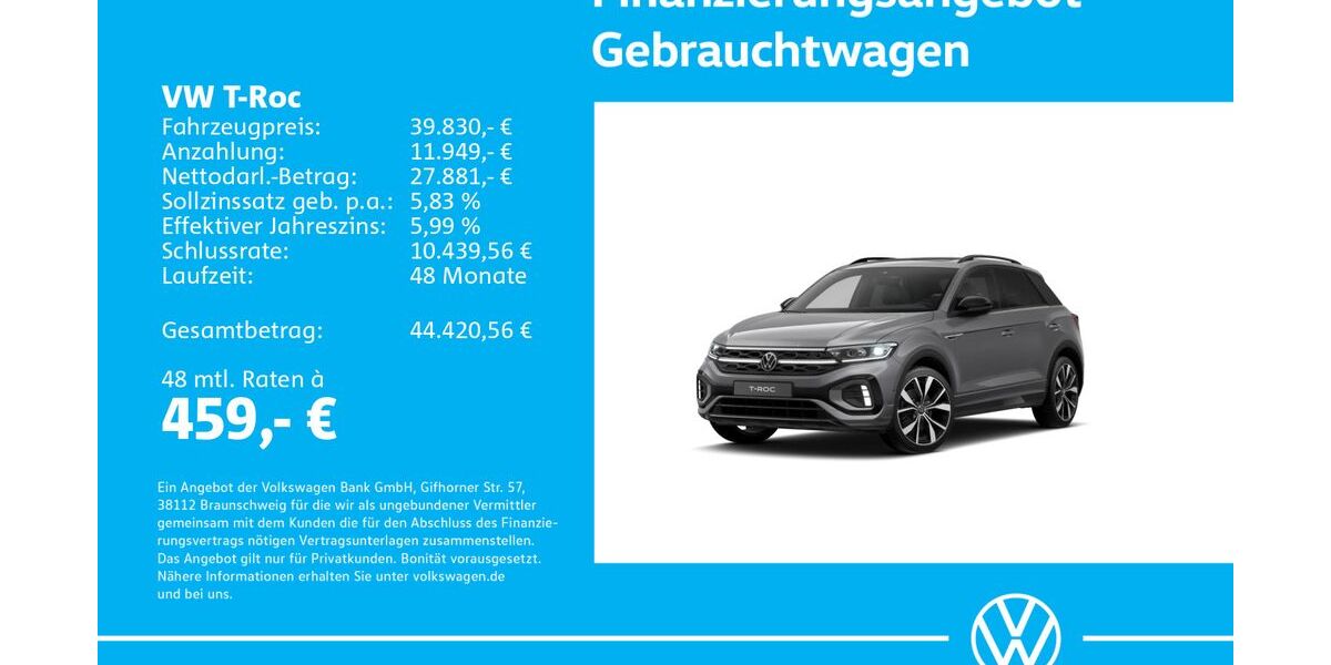 VW T-Roc 1.501 km 39.830 &euro; Stuttgart-Wangen 70188