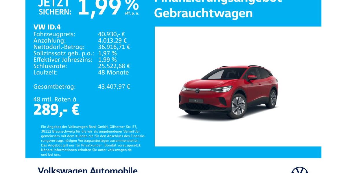 VW ID.4 1.211 km 40.930 &euro; Stuttgart-Wangen 70188