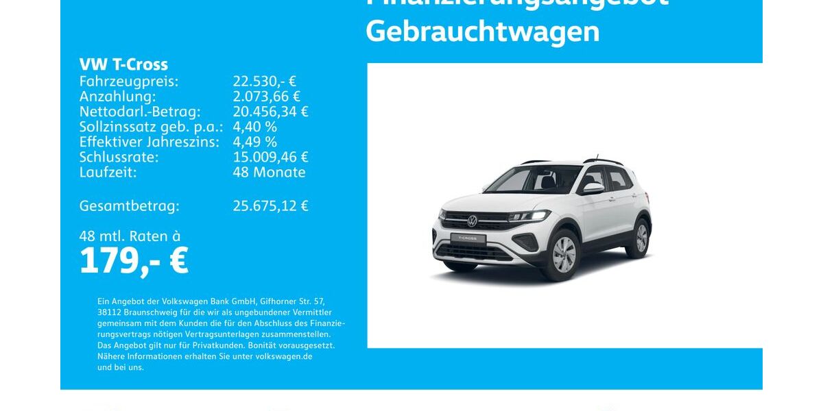 VW T-Cross 5.915 km 22.330 &euro; Stuttgart-Wangen 70188
